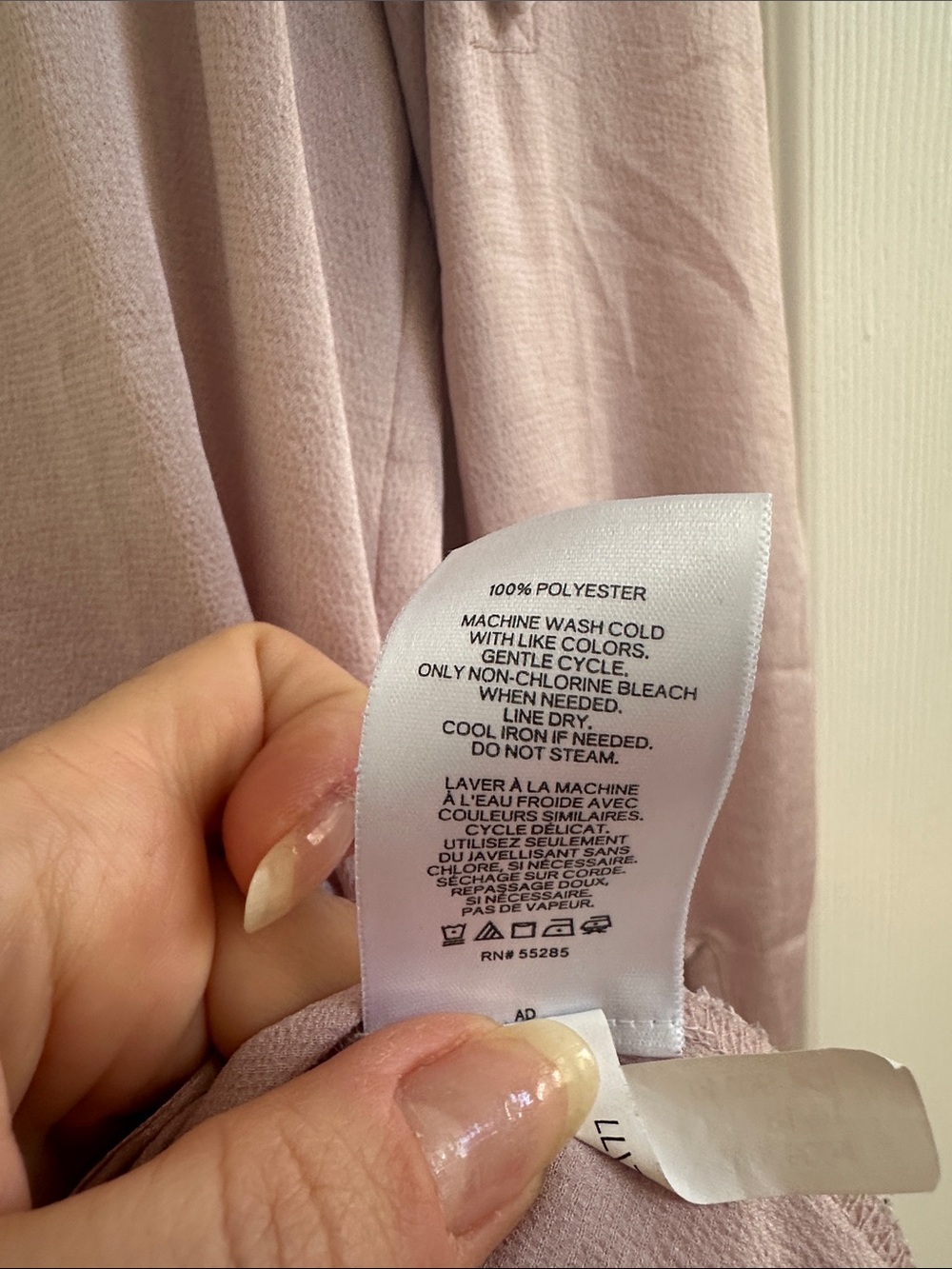 Express Light Pink Button-Front Blouse - Picture 3 of 6